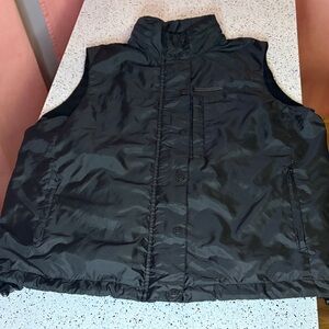 Ralph Lauren lightweight black vest medium with hood zippered pockets rare